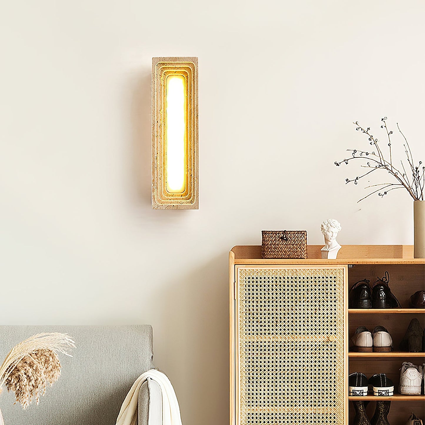 Bricks Wall Lamp - Minimalist Natural Travertine Stone LED Sconce