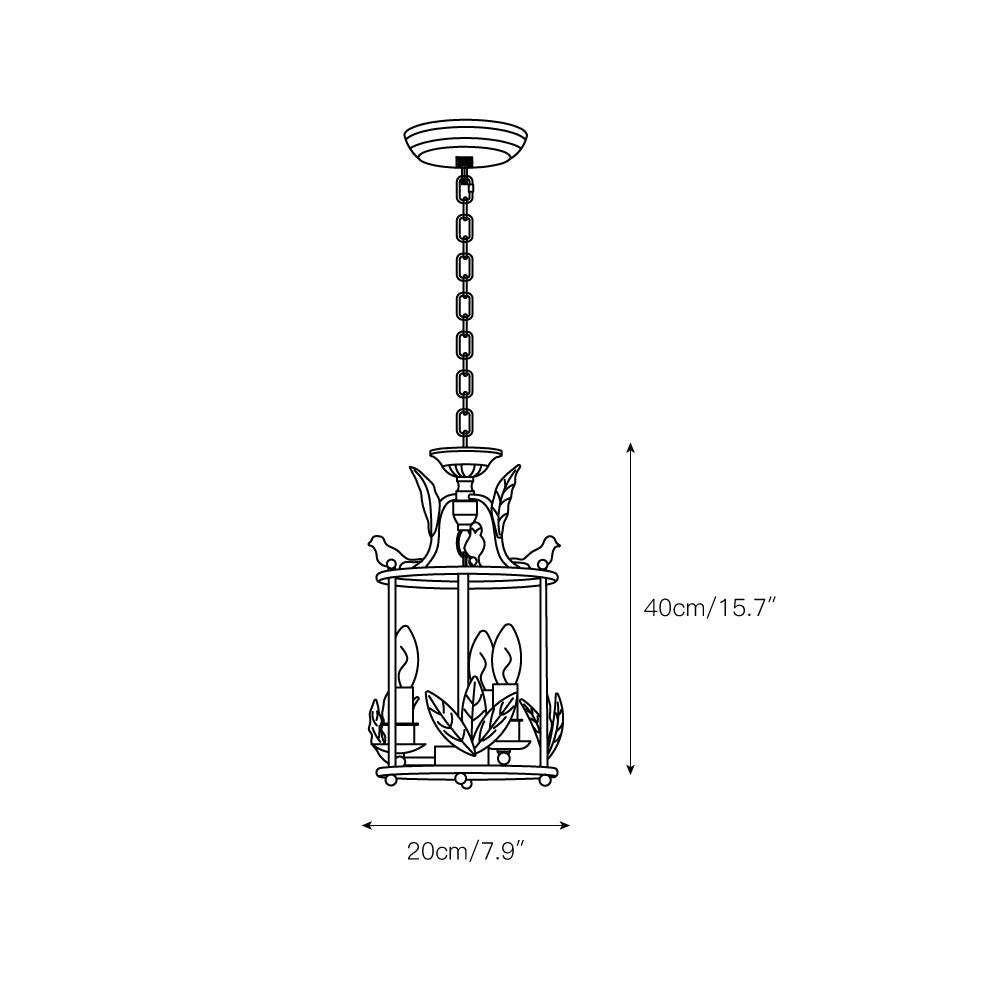 Brighton Lantern Pendant Lamp - Baroque Style Nature-Inspired Bird Chandelier
