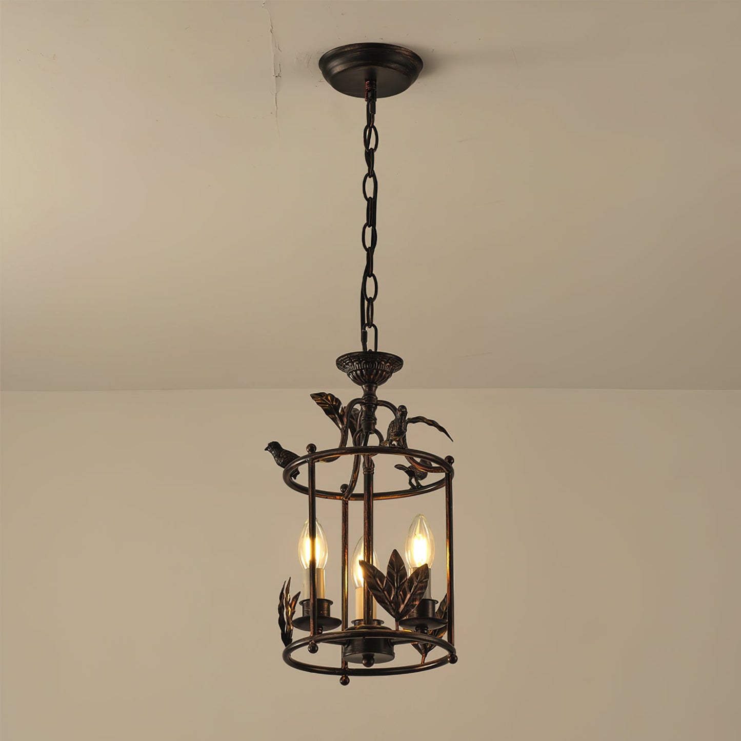 Brighton Lantern Pendant Lamp - Baroque Style Nature-Inspired Bird Chandelier