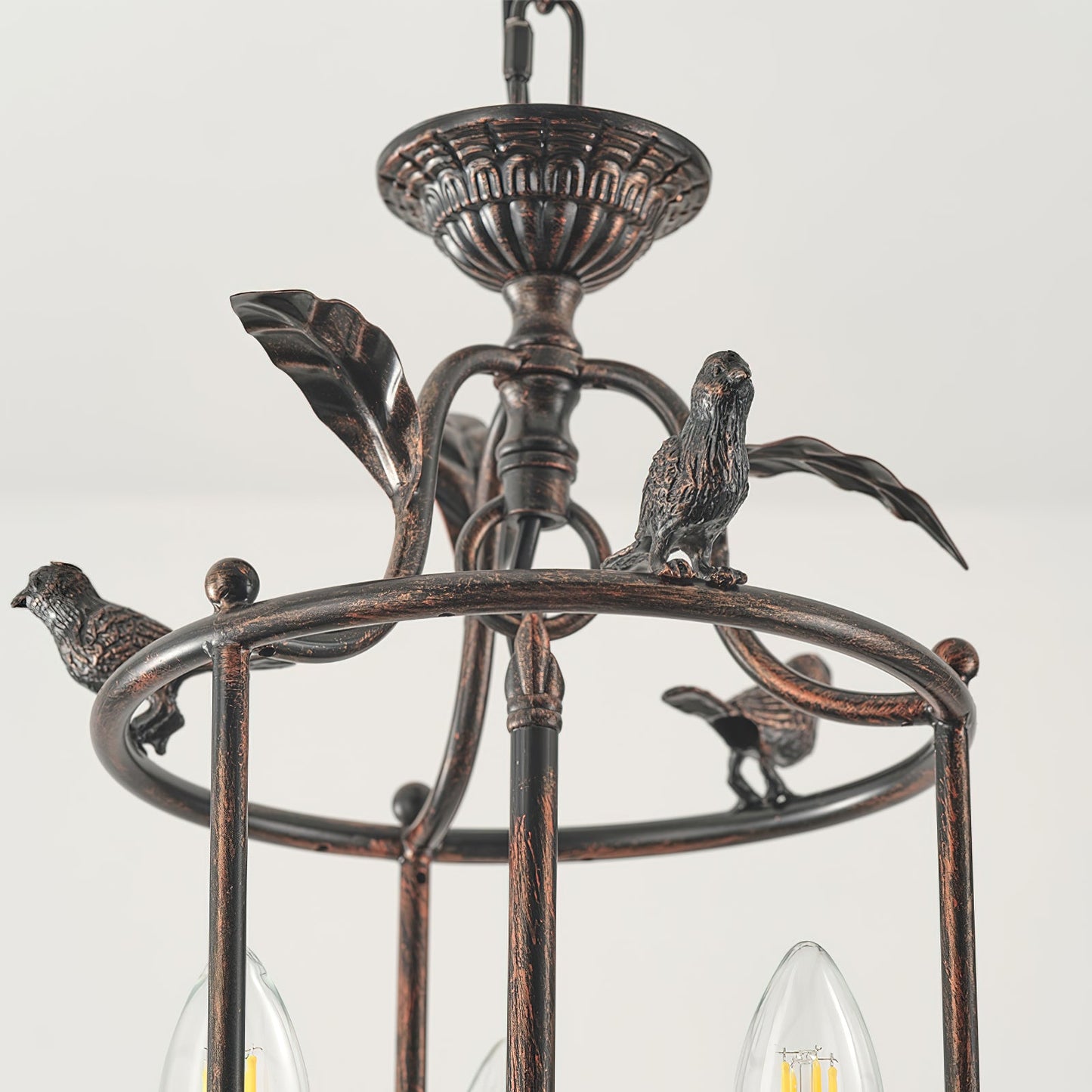 Brighton Lantern Pendant Lamp - Baroque Style Nature-Inspired Bird Chandelier
