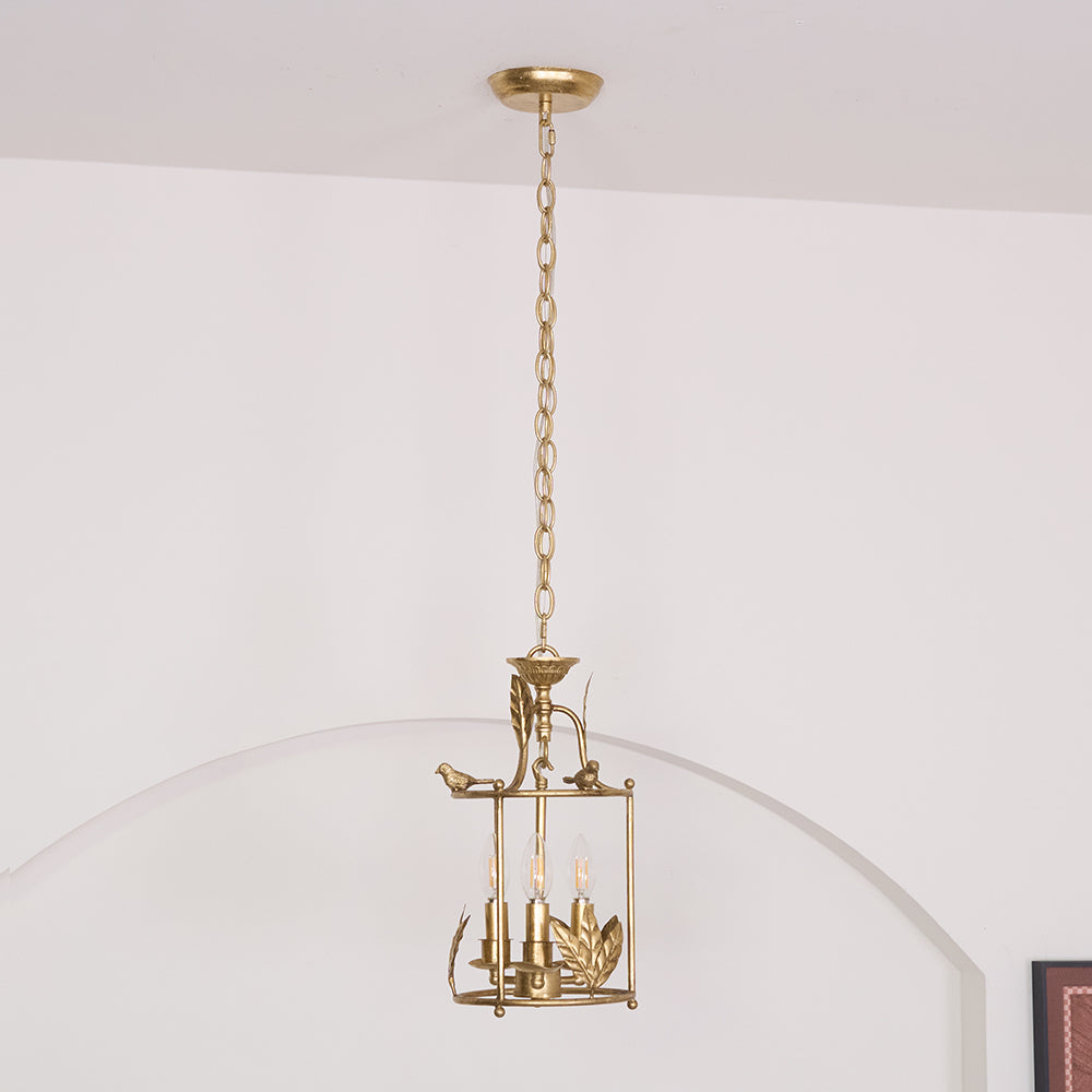 Brighton Lantern Pendant Lamp - Baroque Style Nature-Inspired Bird Chandelier