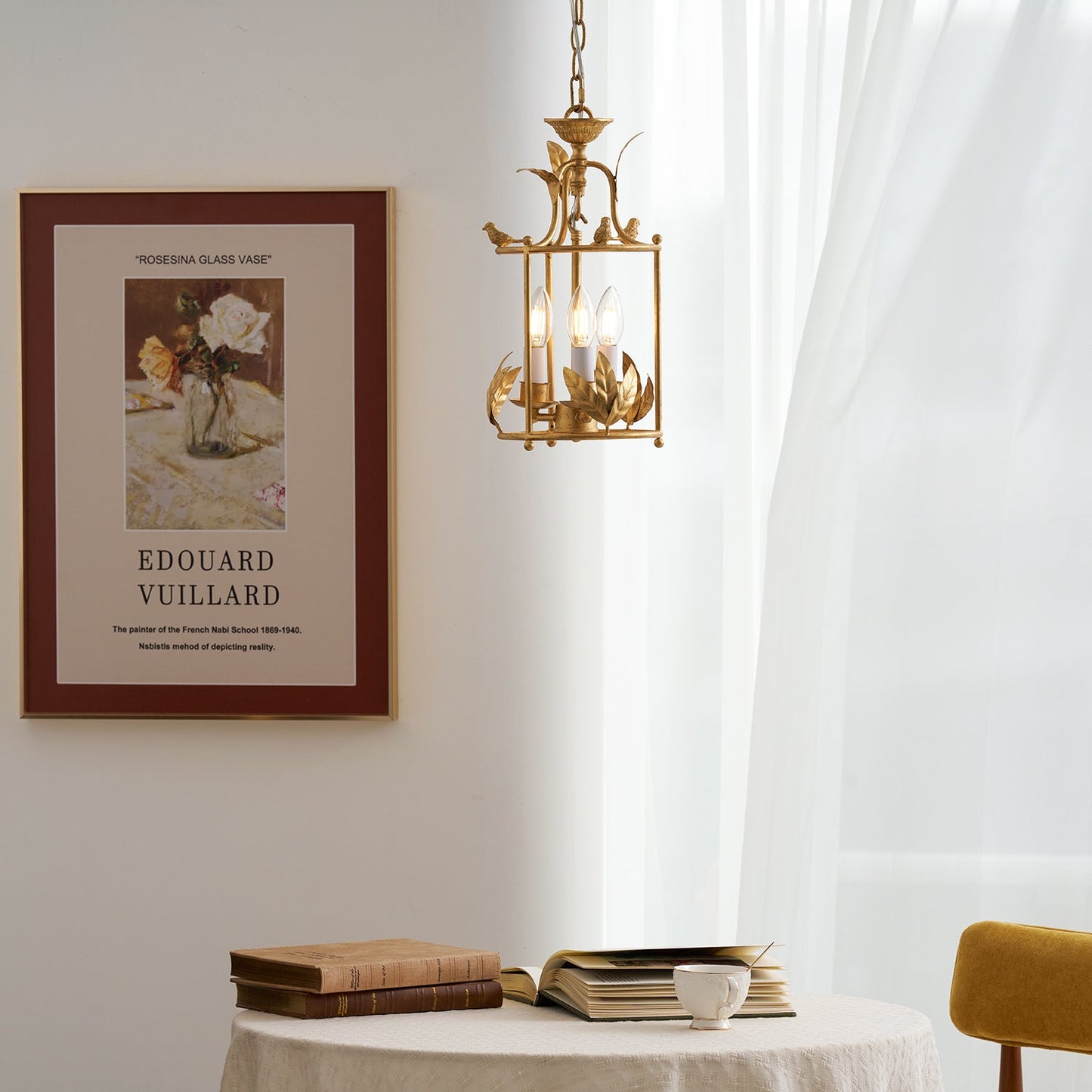 Brighton Lantern Pendant Lamp - Baroque Style Nature-Inspired Bird Chandelier