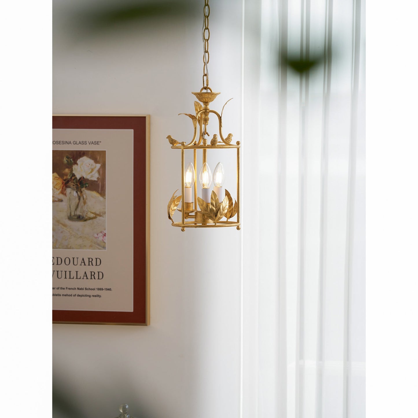 Brighton Lantern Pendant Lamp - Baroque Style Nature-Inspired Bird Chandelier