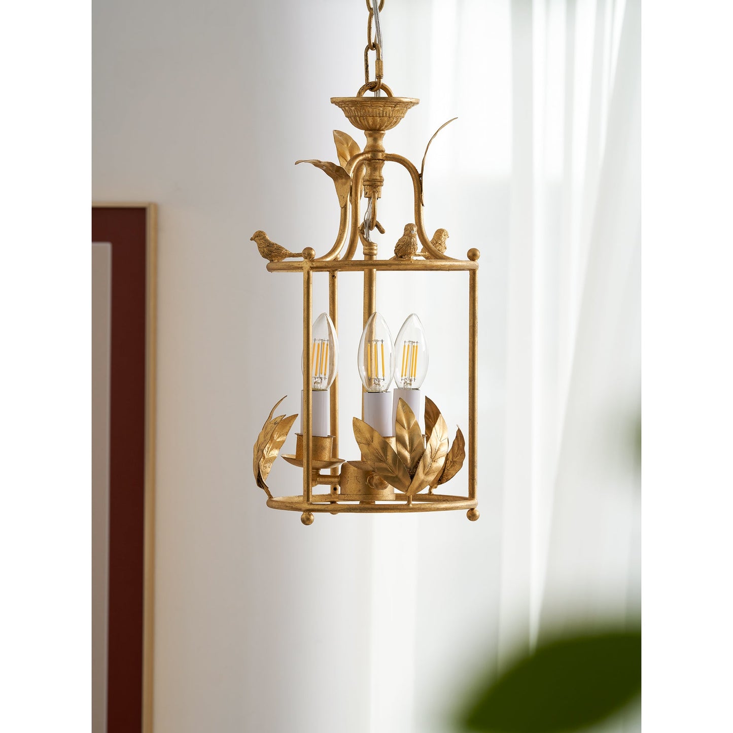 Brighton Lantern Pendant Lamp - Baroque Style Nature-Inspired Bird Chandelier