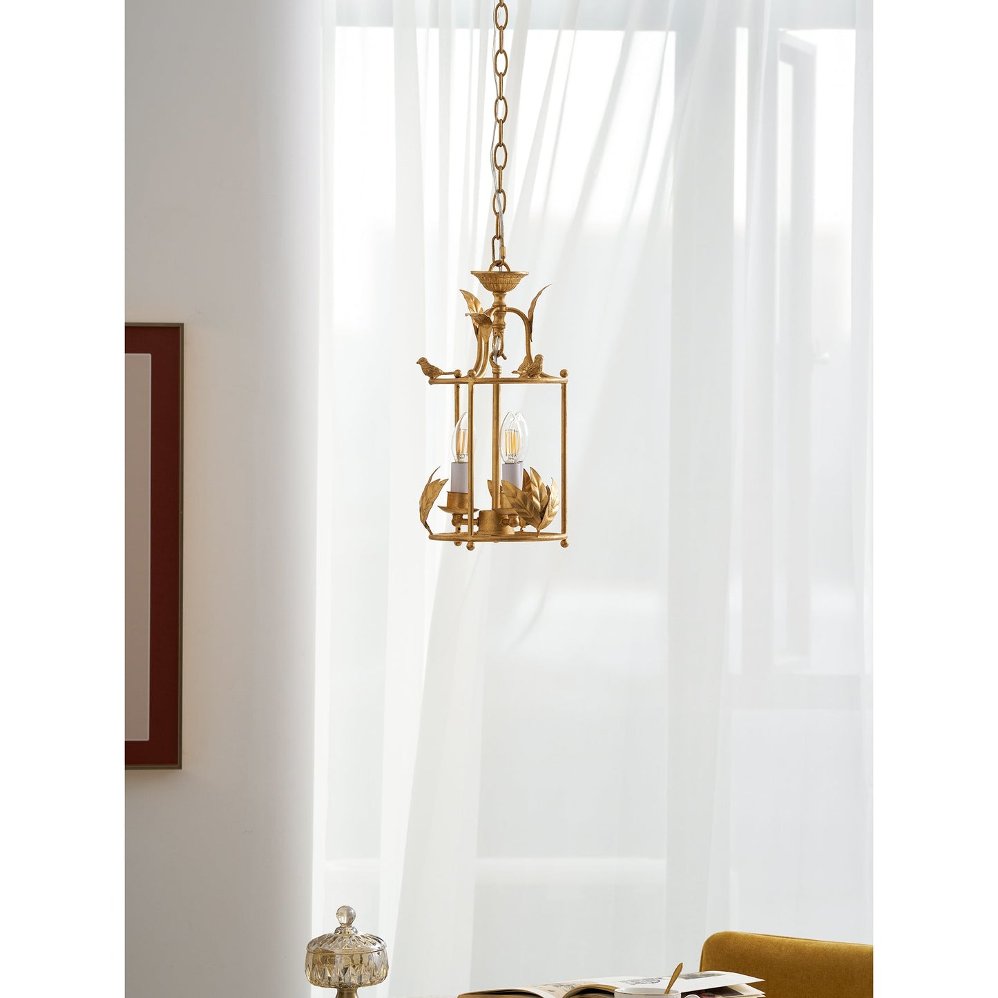 Brighton Lantern Pendant Lamp - Baroque Style Nature-Inspired Bird Chandelier