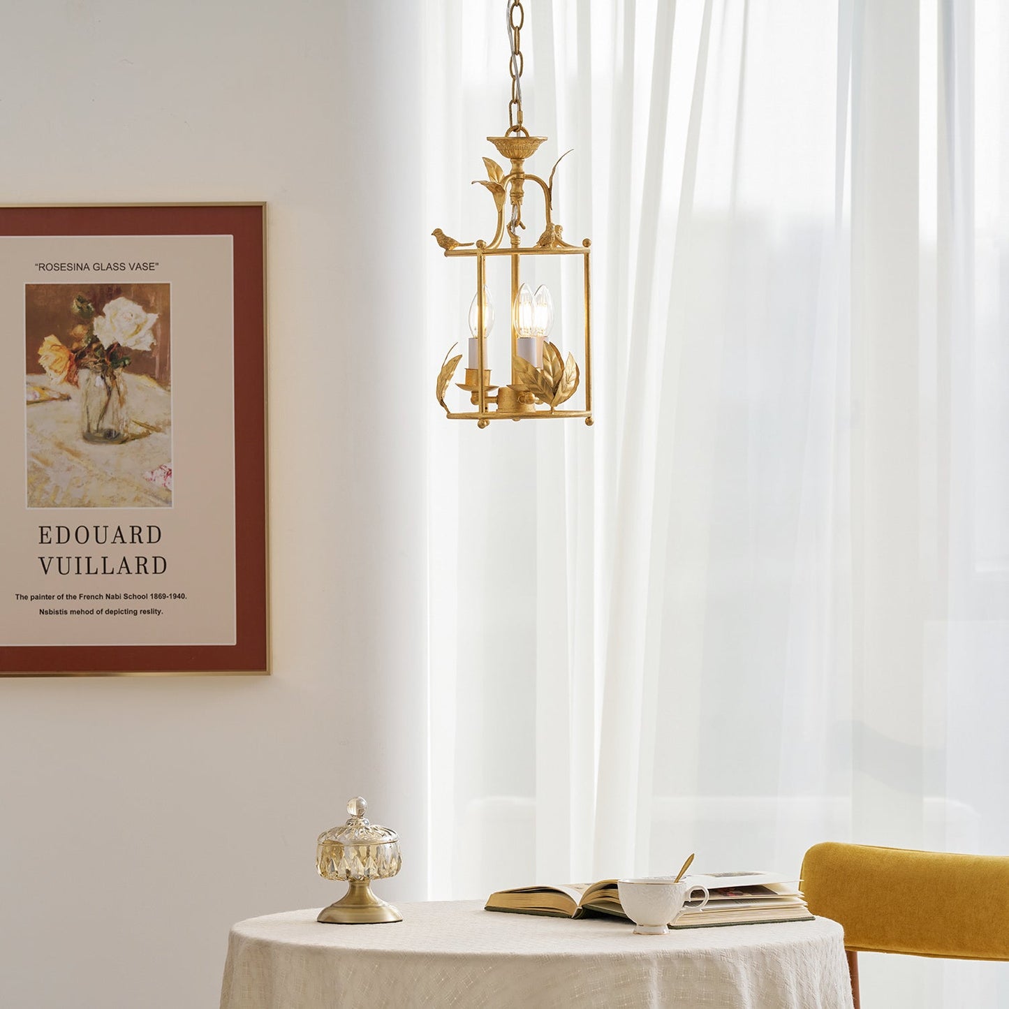 Brighton Lantern Pendant Lamp - Baroque Style Nature-Inspired Bird Chandelier