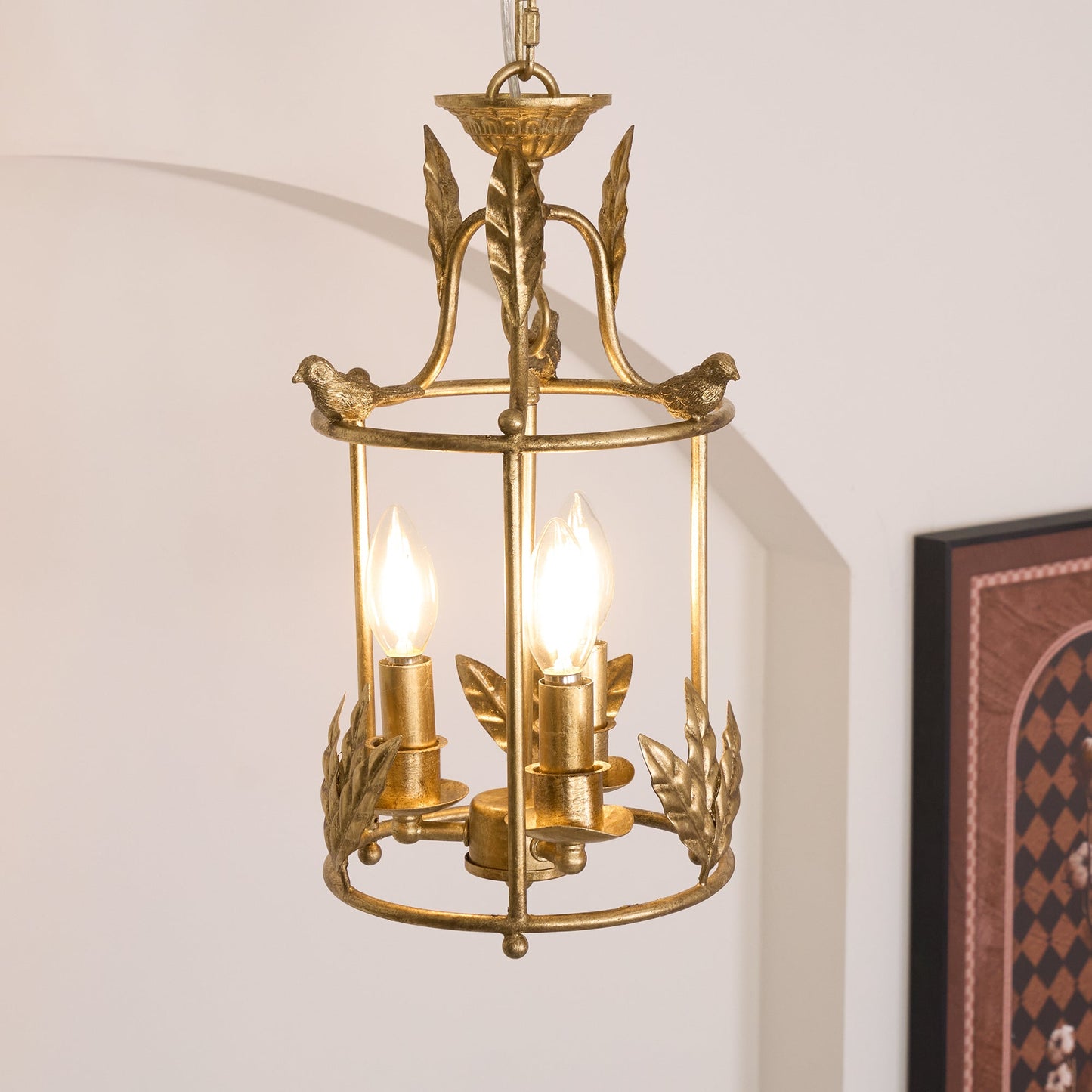 Brighton Lantern Pendant Lamp - Baroque Style Nature-Inspired Bird Chandelier
