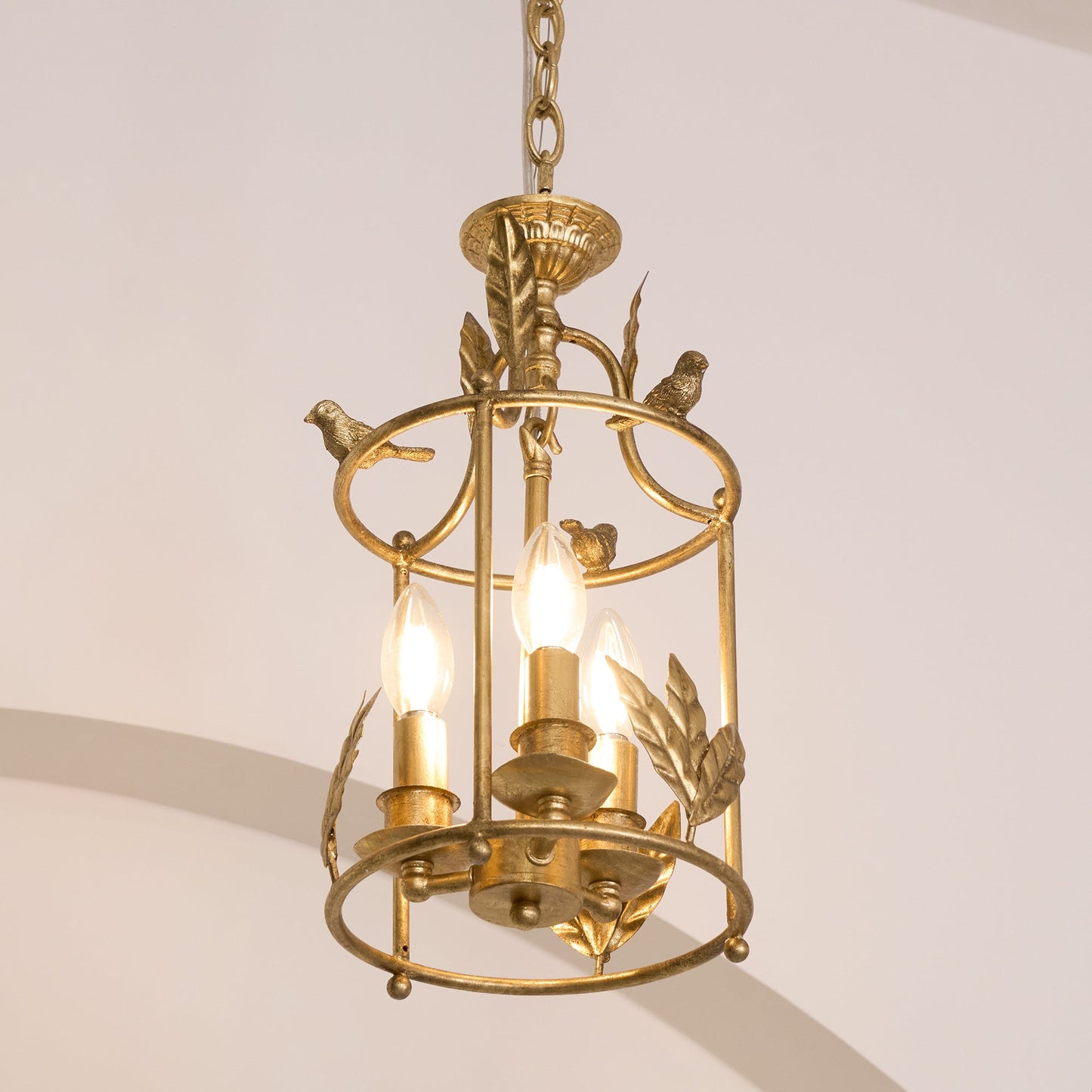 Brighton Lantern Pendant Lamp - Baroque Style Nature-Inspired Bird Chandelier