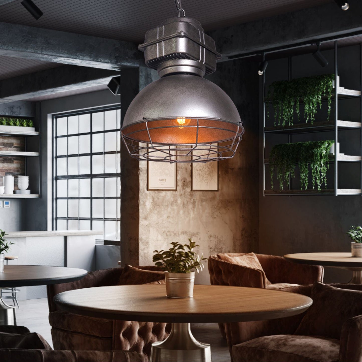 Brilliant Anouk Pendant Light - Modern Industrial Iron Dome Chandelie