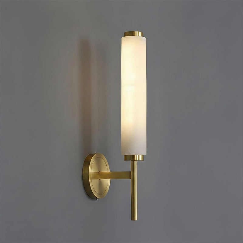 Brindisi Alabaster Wall Lamp - Modern Brass & Natural Stone Vertical Sconce