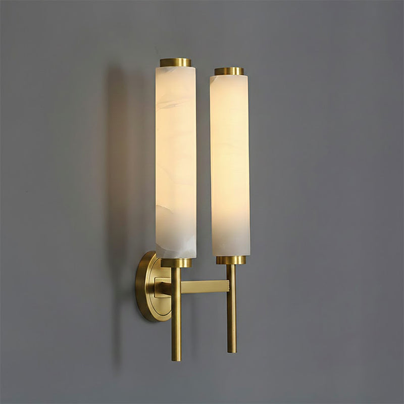 Brindisi Alabaster Wall Lamp - Modern Brass & Natural Stone Vertical Sconce