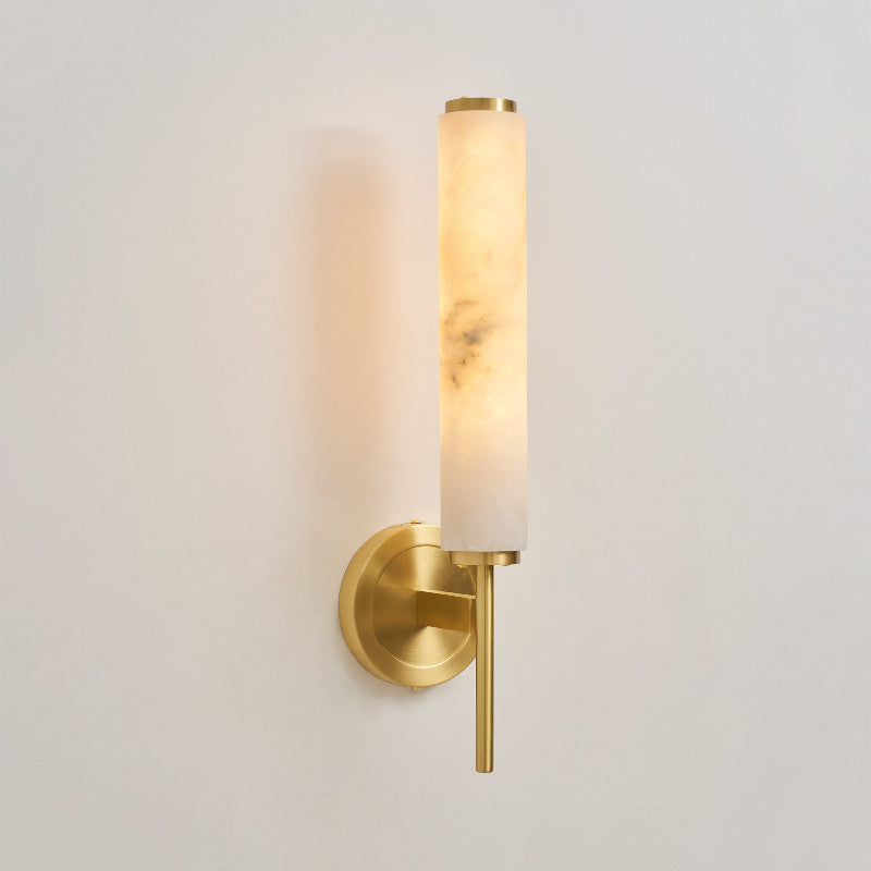 Brindisi Alabaster Wall Lamp - Modern Brass & Natural Stone Vertical Sconce