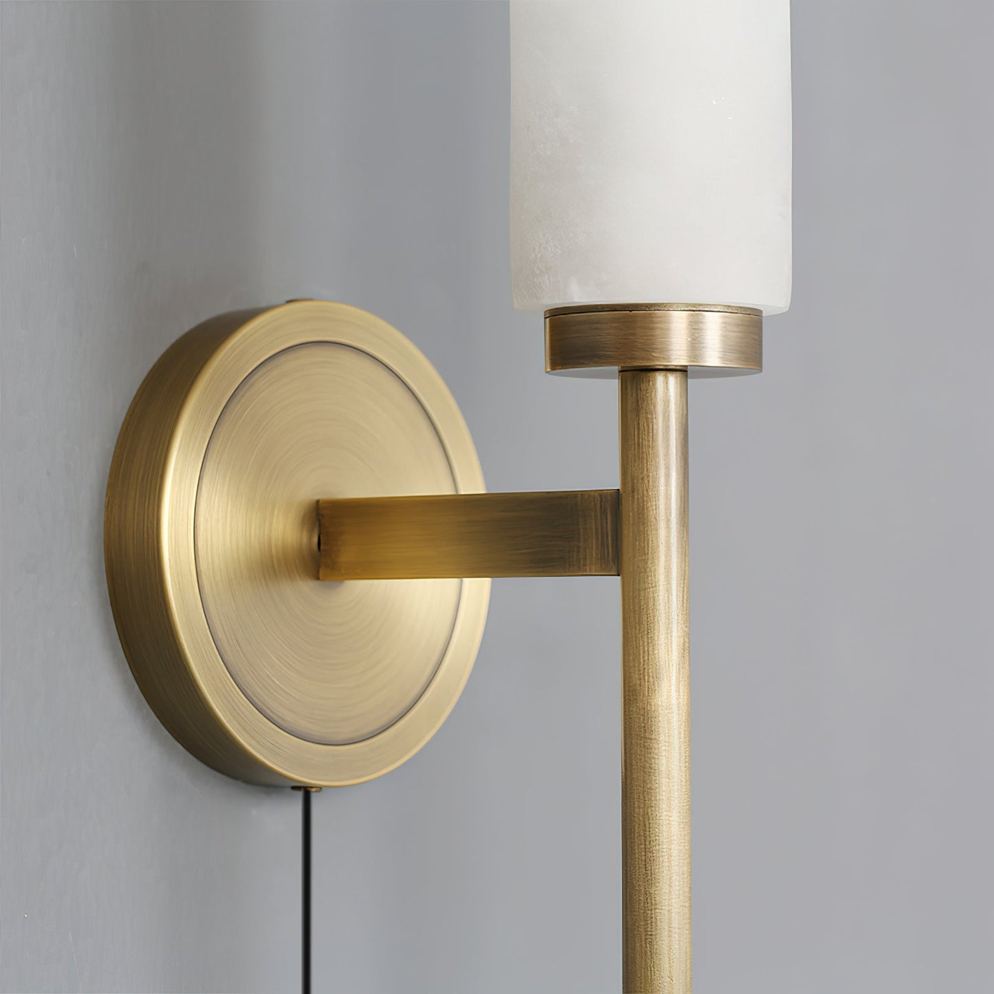 Brindisi Plug-in Wall Lamp - Modern Brass & Alabaster Canister Sconce