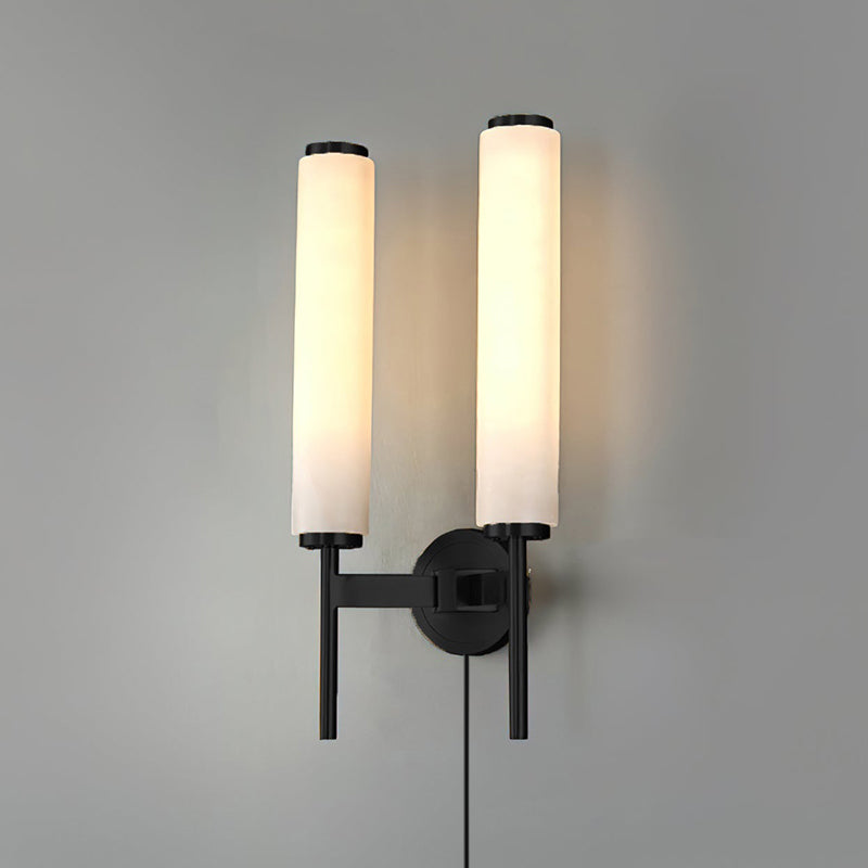 Brindisi Plug-in Wall Lamp - Modern Brass & Alabaster Canister Sconce