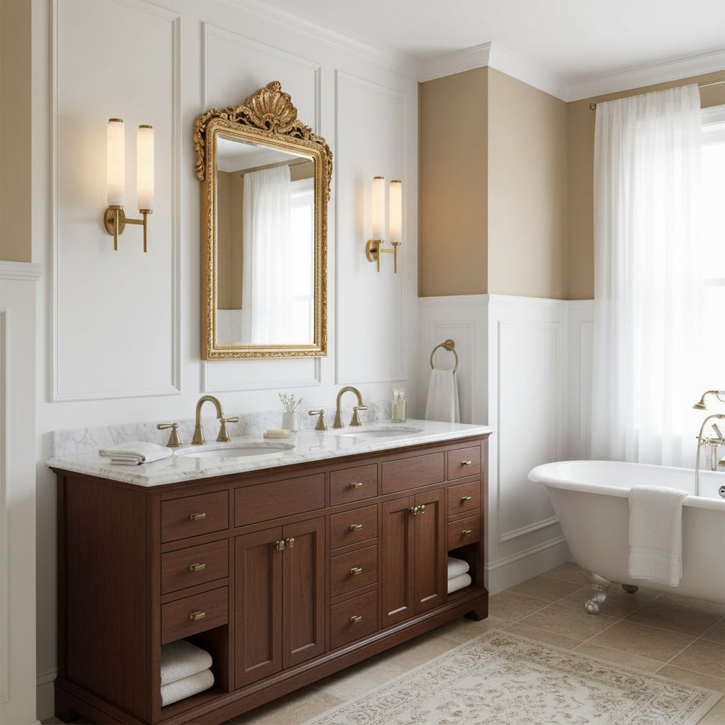 Brindisi Alabaster Wall Lamp - Modern Brass & Natural Stone Vertical Sconce
