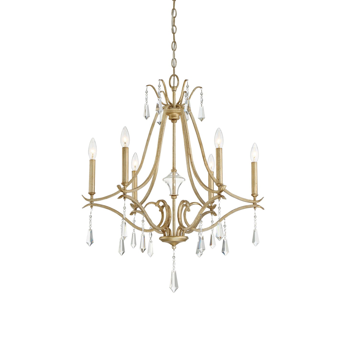 Brio Crystal Chandelier - Luxury Gold Scrolling Iron & Jewel Chandelier
