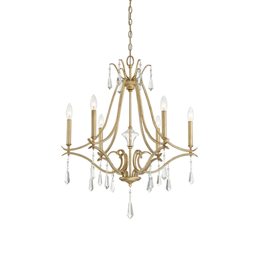 Brio Crystal Chandelier - Luxury Gold Scrolling Iron & Jewel Chandelier