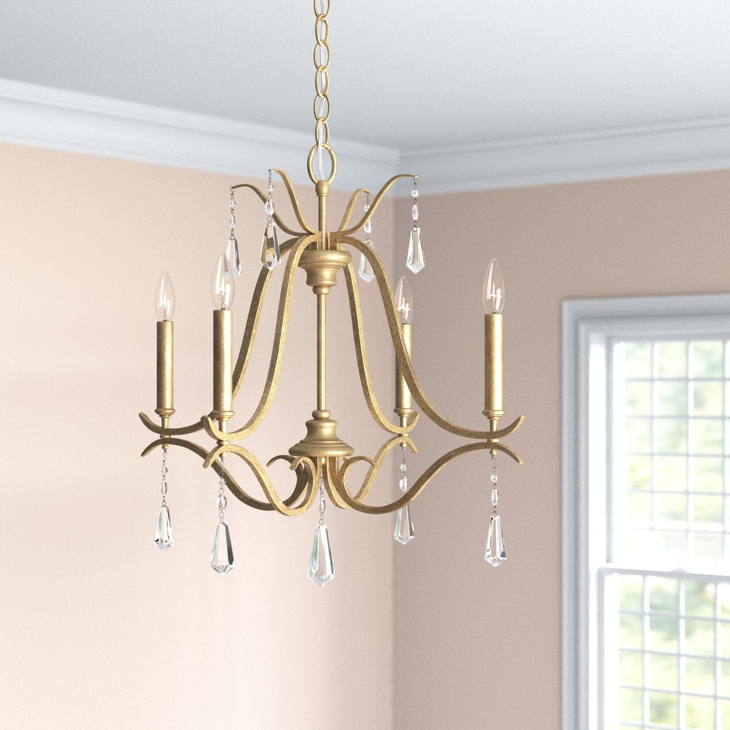 Brio Crystal Chandelier - Luxury Gold Scrolling Iron & Jewel Chandelier