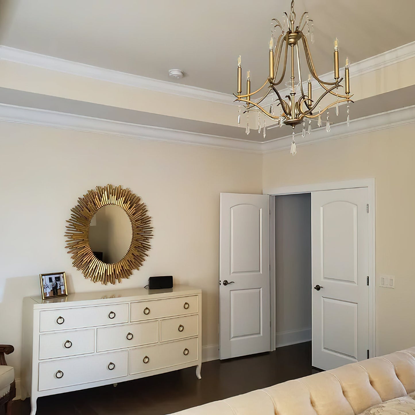 Brio Crystal Chandelier - Luxury Gold Scrolling Iron & Jewel Chandelier