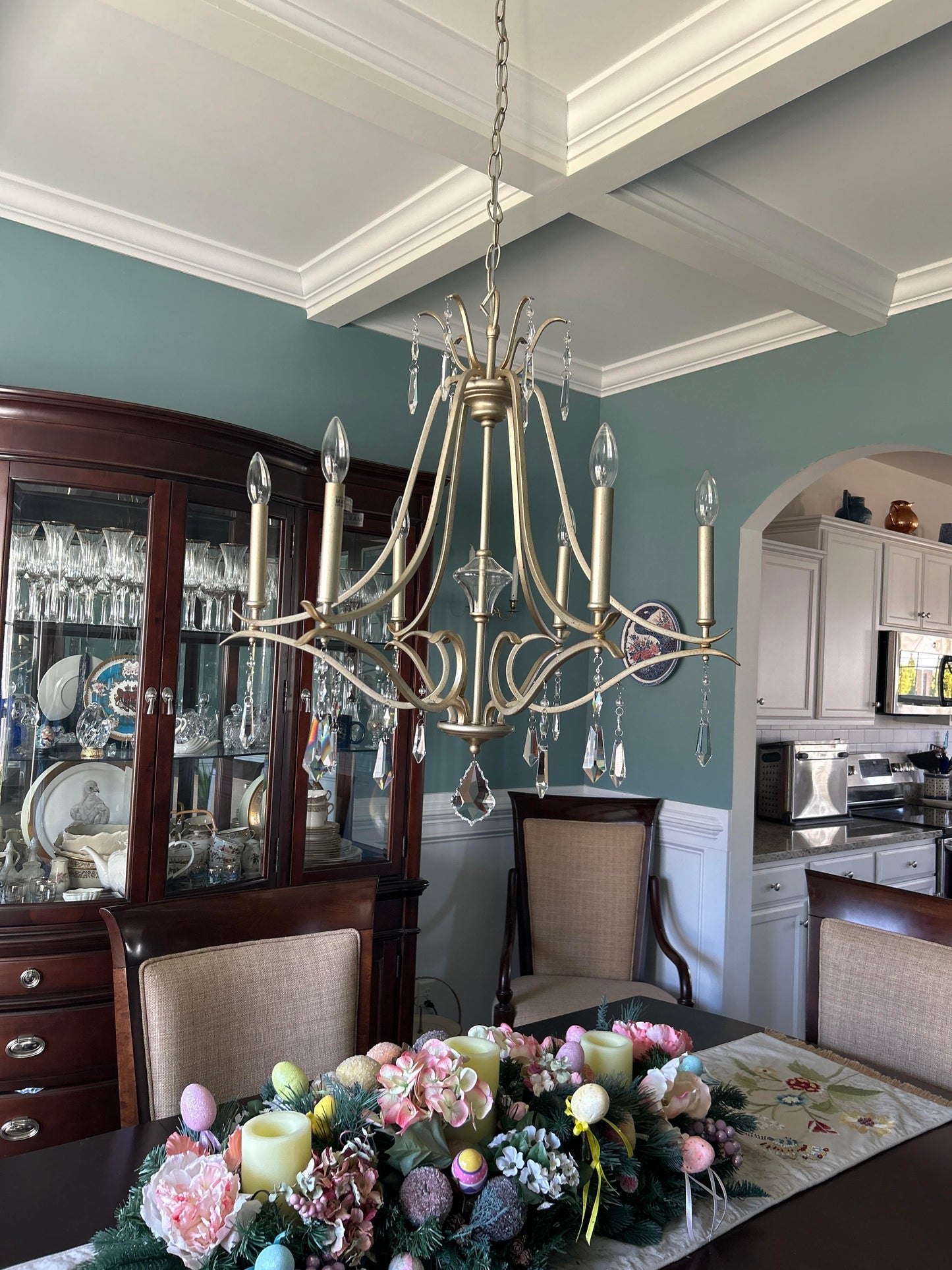 Brio Crystal Chandelier - Luxury Gold Scrolling Iron & Jewel Chandelier