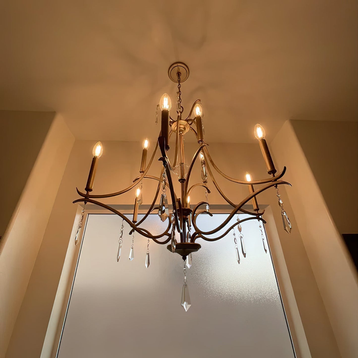 Brio Crystal Chandelier - Luxury Gold Scrolling Iron & Jewel Chandelier