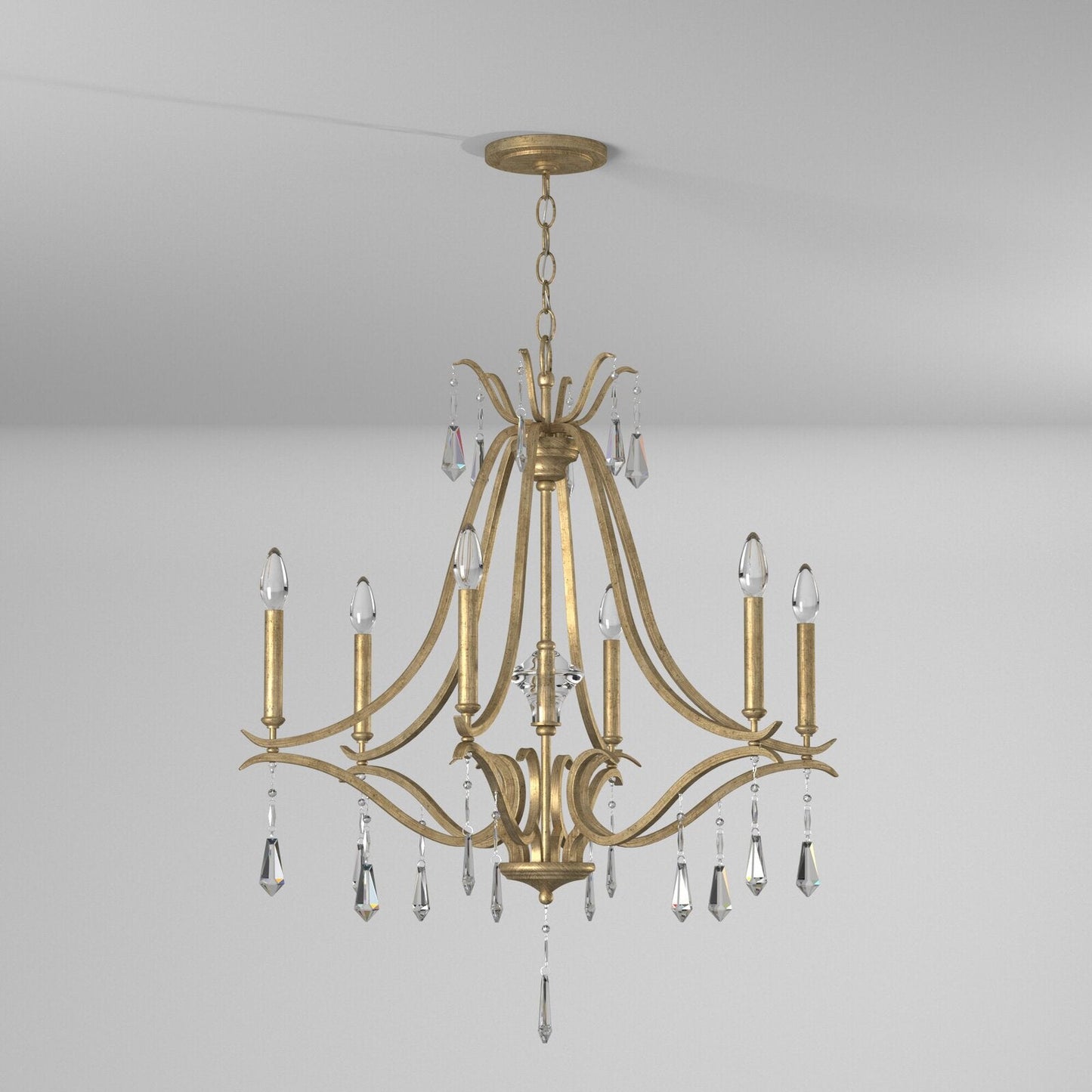 Brio Crystal Chandelier - Luxury Gold Scrolling Iron & Jewel Chandelier