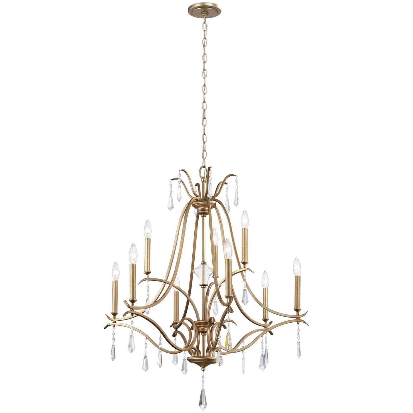 Brio Crystal Chandelier - Luxury Gold Scrolling Iron & Jewel Chandelier