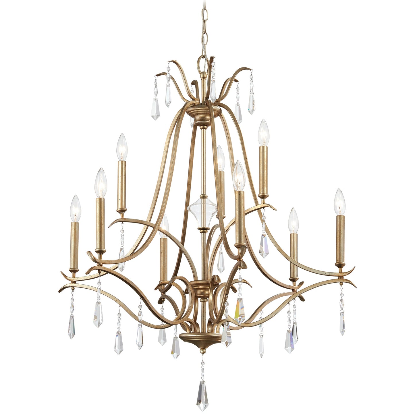 Brio Crystal Chandelier - Luxury Gold Scrolling Iron & Jewel Chandelier