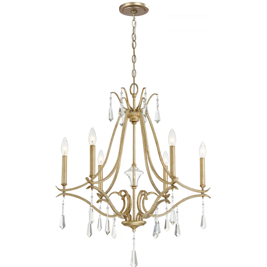 Brio Crystal Chandelier - Luxury Gold Scrolling Iron & Jewel Chandelier