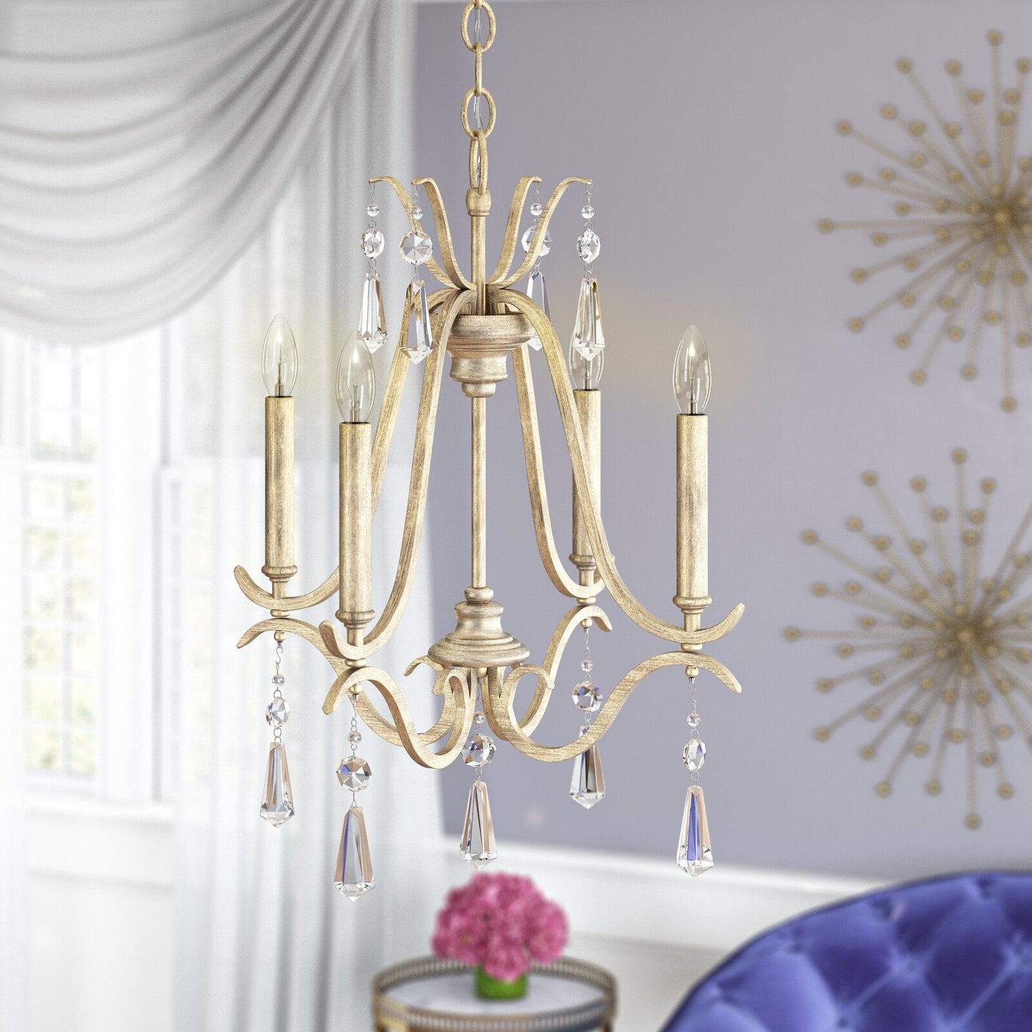 Brio Crystal Chandelier - Luxury Gold Scrolling Iron & Jewel Chandelier
