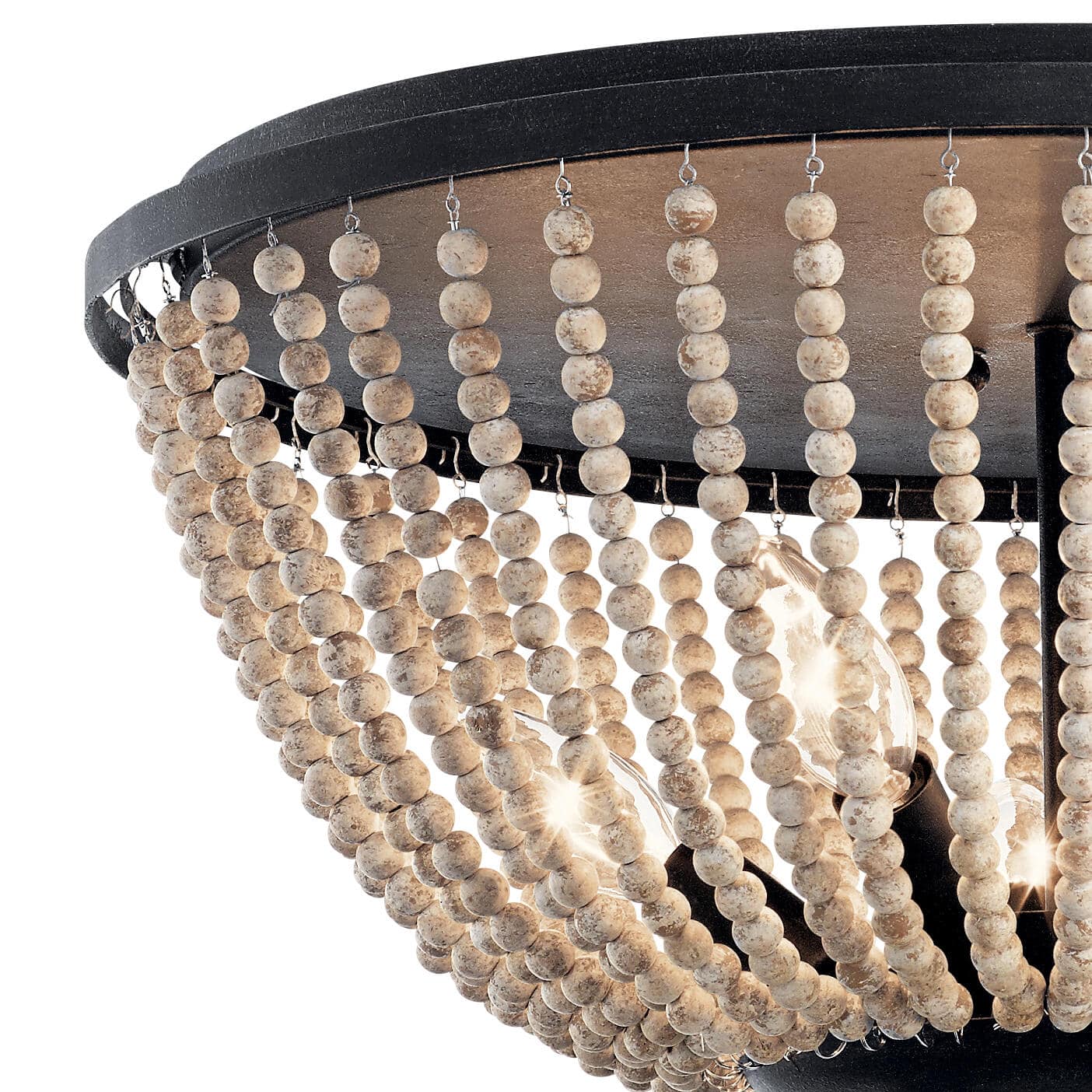 Brisbane Ceiling Light - French Country Wood Bead 5-Light Flush Moun