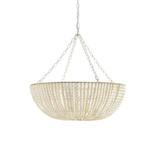 Lana Wood Beaded Chandelier - Hand-Crafted White Wooden Bead Boho Chandelier
