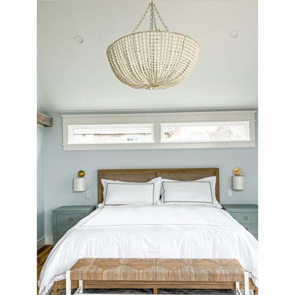 Lana Wood Beaded Chandelier - Hand-Crafted White Wooden Bead Boho Chandelier