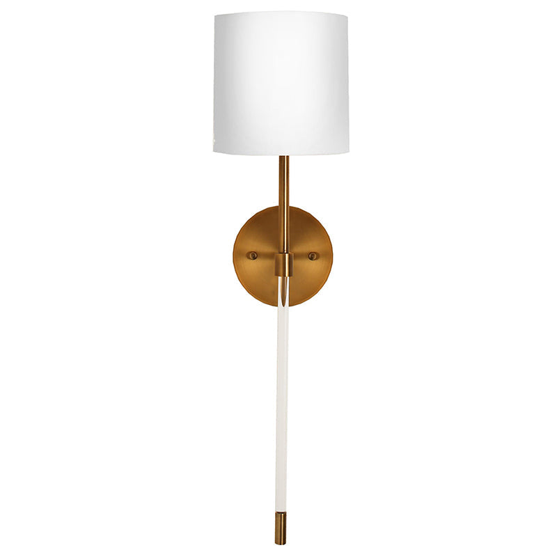 Bristow Wall Lamp - Minimalist Brass & Acrylic Sconce with Linen Shade