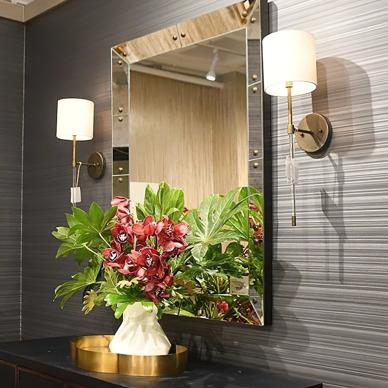 Bristow Wall Lamp - Minimalist Brass & Acrylic Sconce with Linen Shade