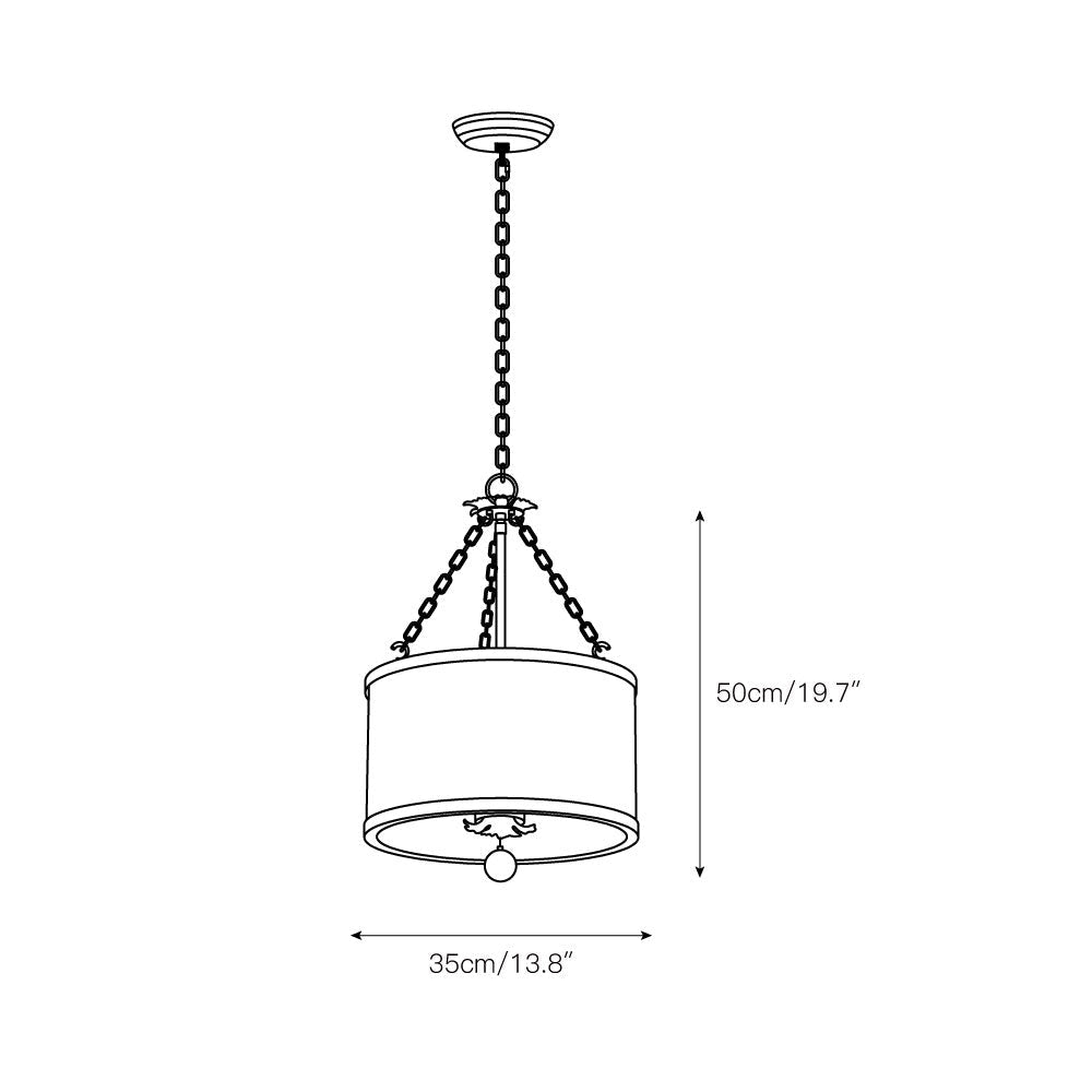 Broche Drum Pendant Lamp - Wrought Iron Floral Leaf Chandelie