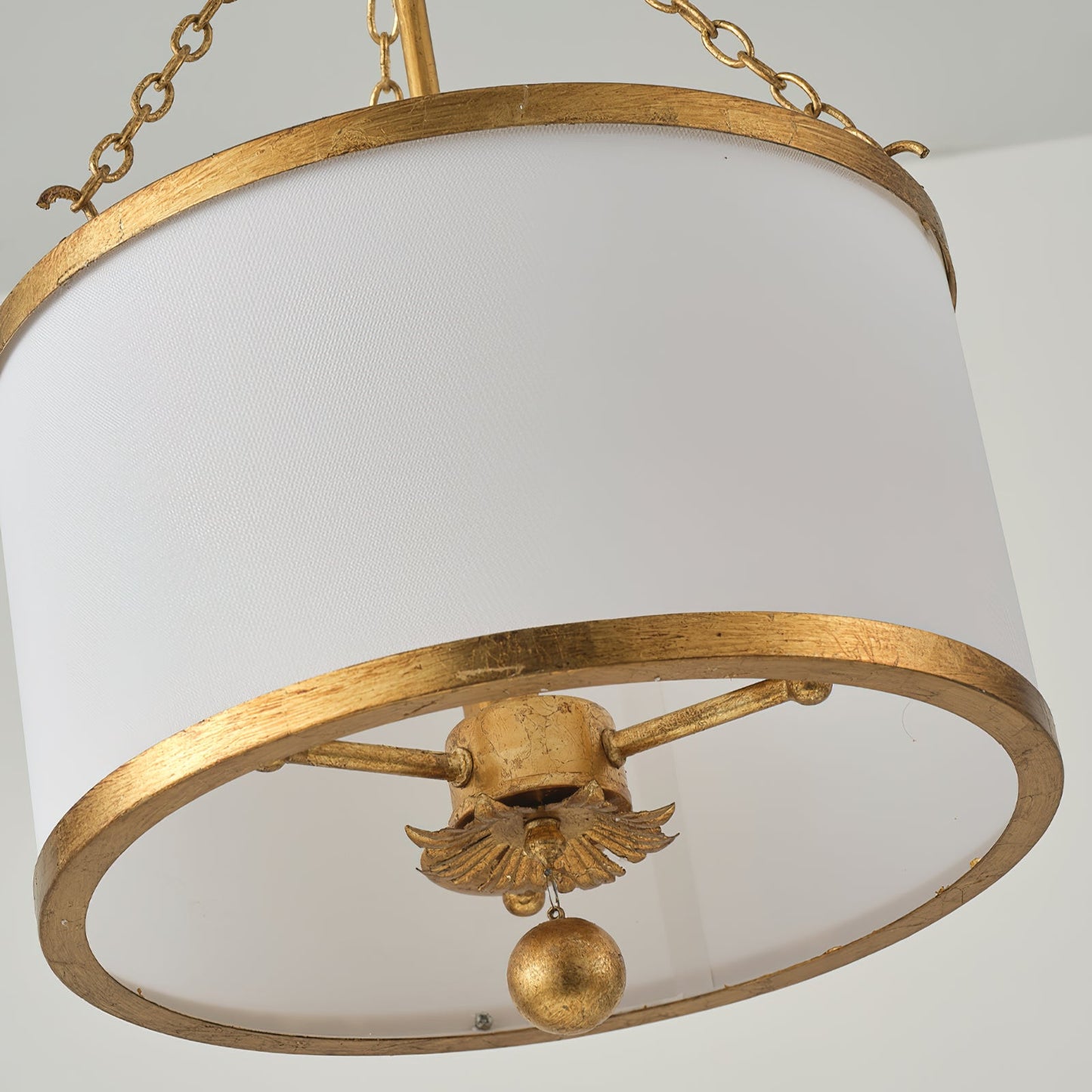Broche Drum Pendant Lamp - Wrought Iron Floral Leaf Chandelie