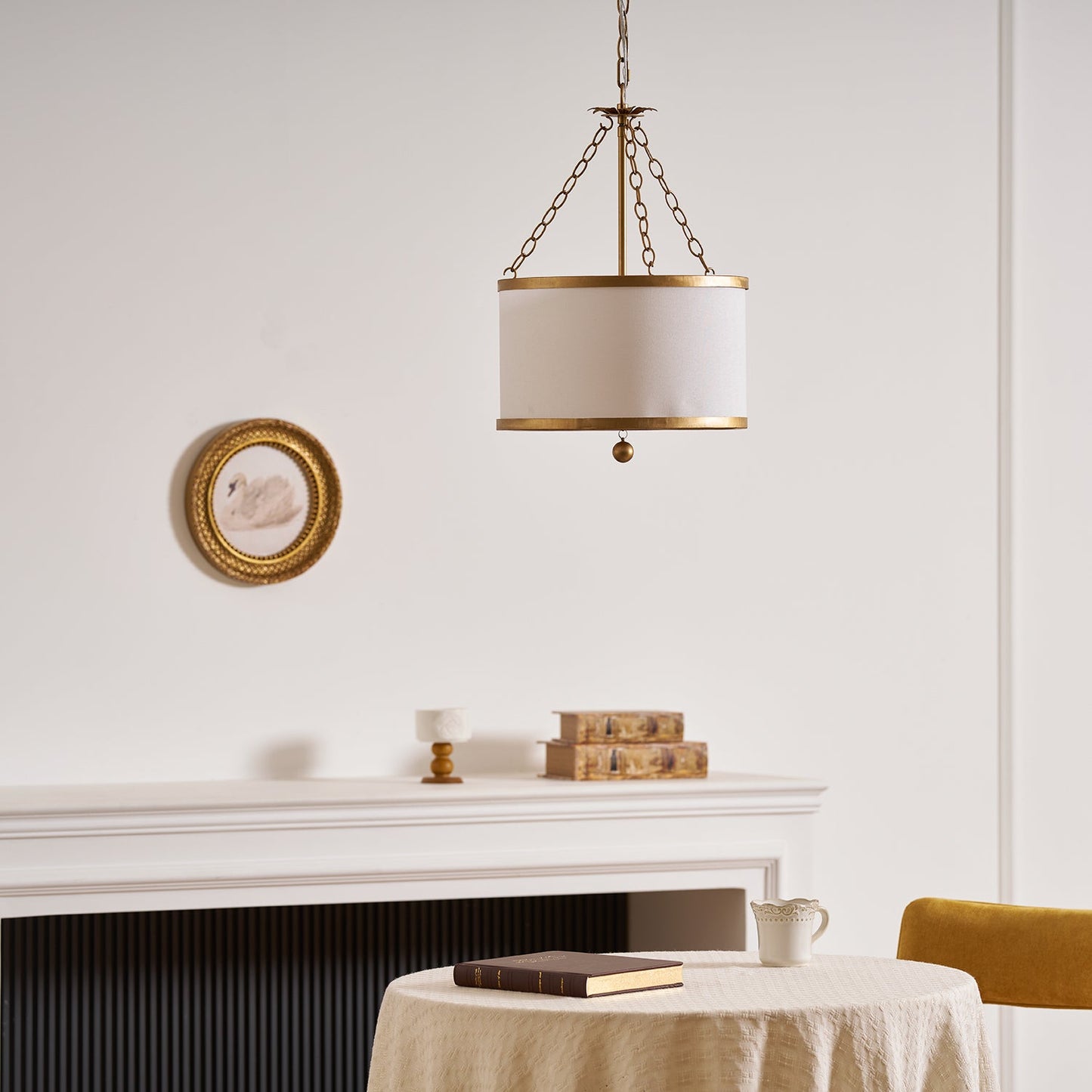 Broche Drum Pendant Lamp - Wrought Iron Floral Leaf Chandelie