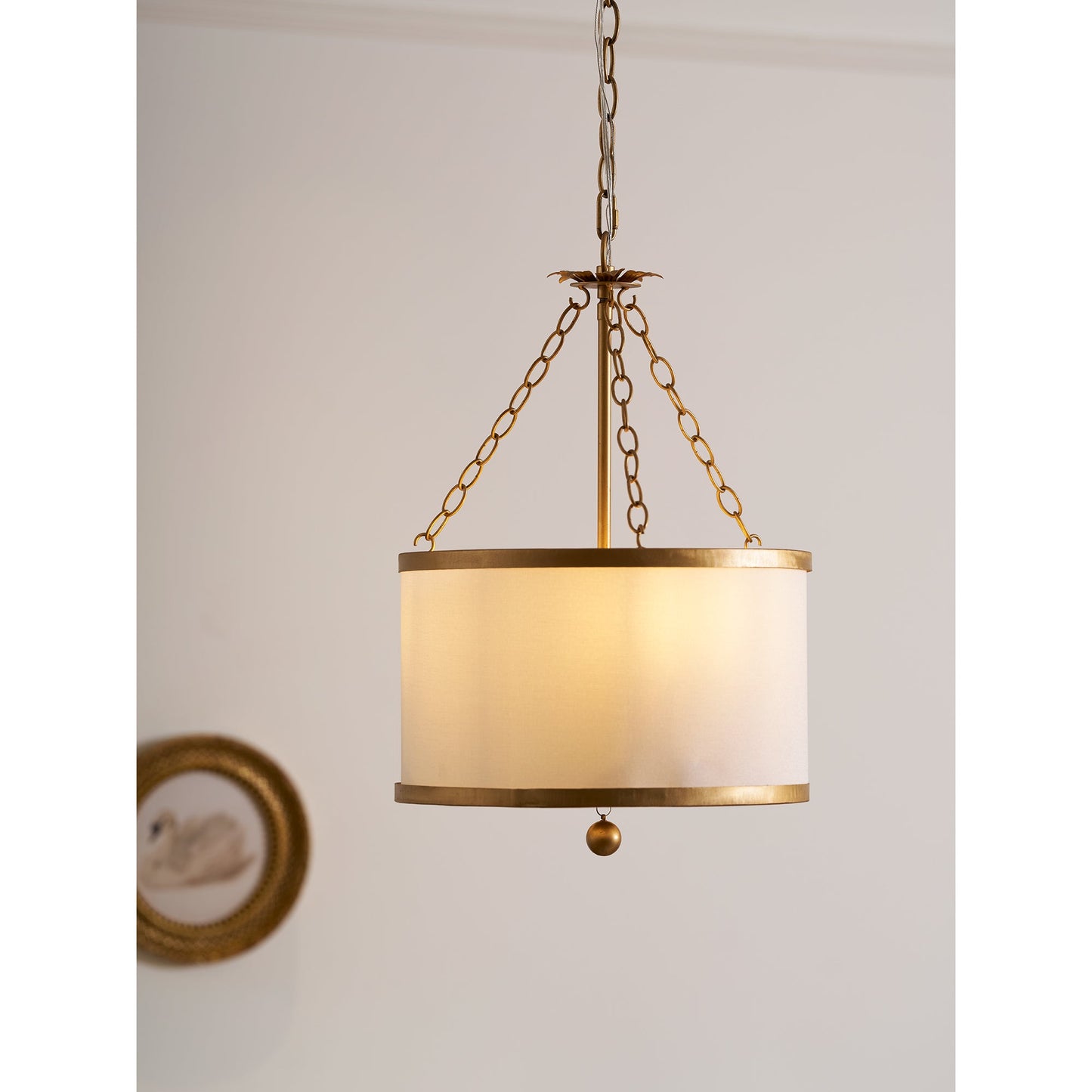 Broche Drum Pendant Lamp - Wrought Iron Floral Leaf Chandelie