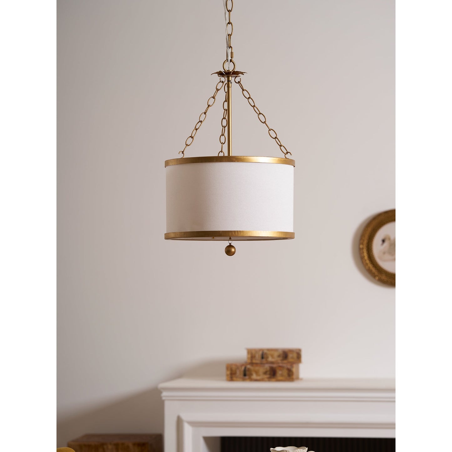 Broche Drum Pendant Lamp - Wrought Iron Floral Leaf Chandelie