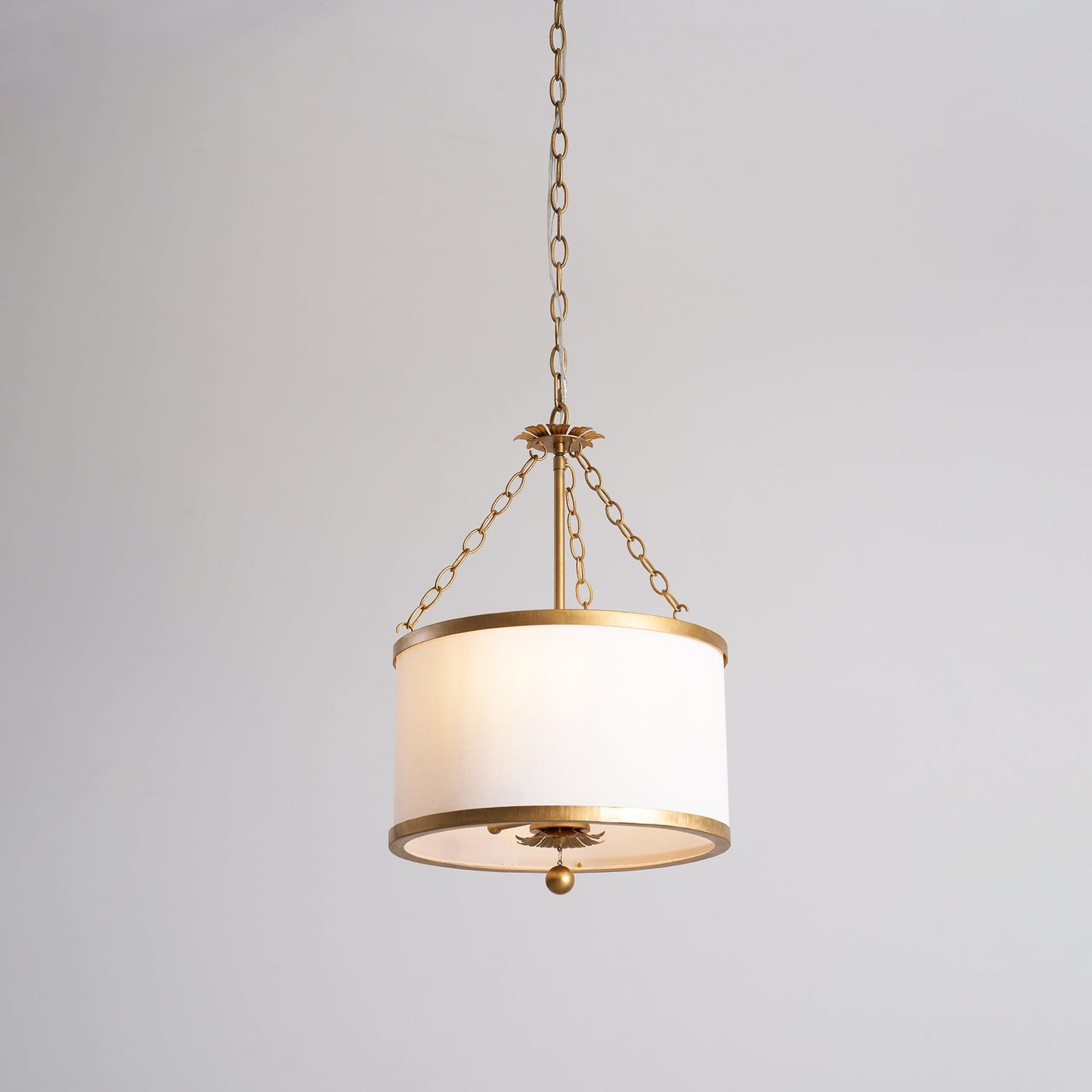 Broche Drum Pendant Lamp - Wrought Iron Floral Leaf Chandelie