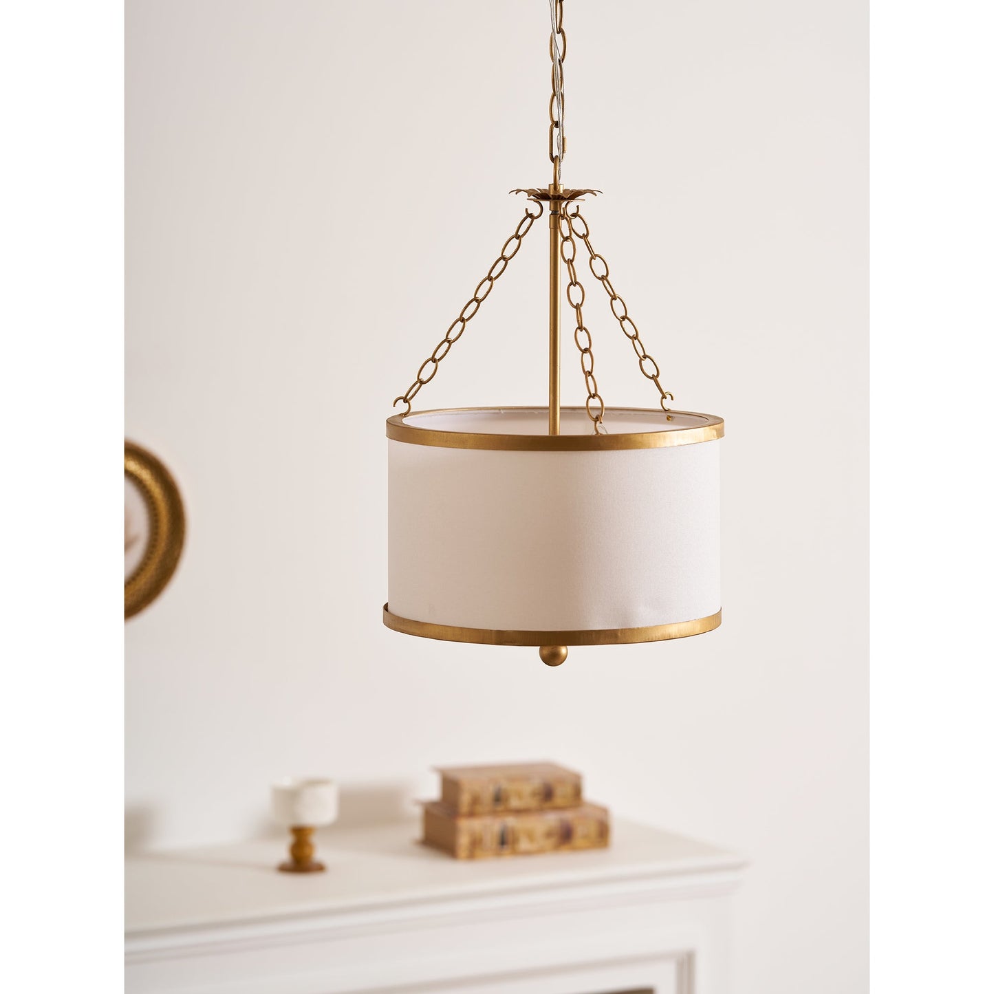 Broche Drum Pendant Lamp - Wrought Iron Floral Leaf Chandelie