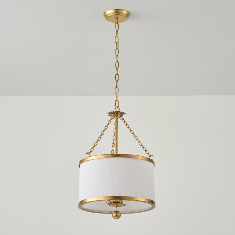 Broche Drum Pendant Lamp - Wrought Iron Floral Leaf Chandelie