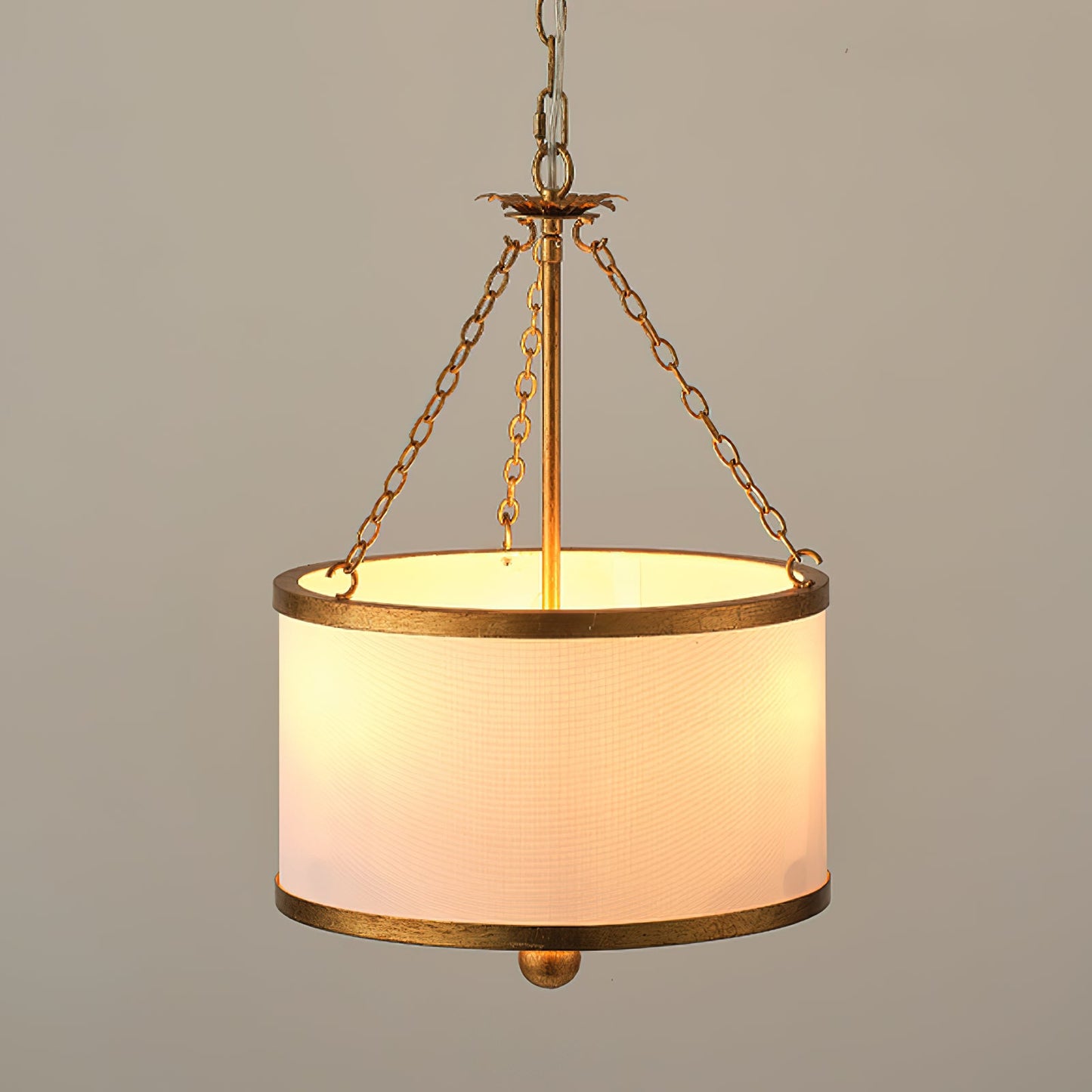 Broche Drum Pendant Lamp - Wrought Iron Floral Leaf Chandelie