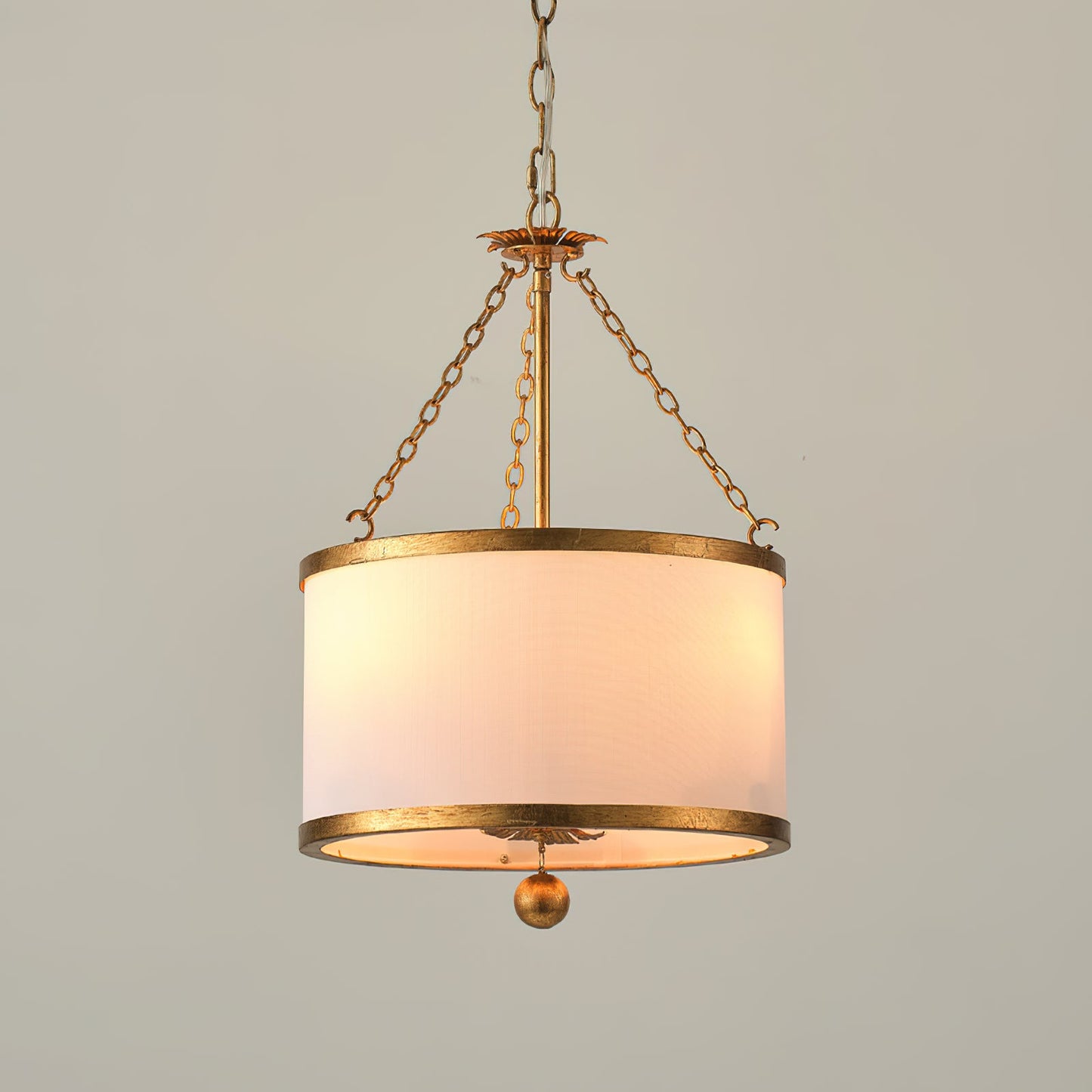 Broche Drum Pendant Lamp - Wrought Iron Floral Leaf Chandelie