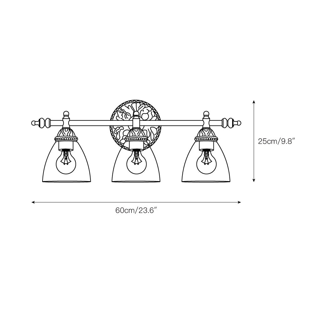 Brooks Vanity Wall Lamp - French Country Antique Brass & Seeded Glass Sconce