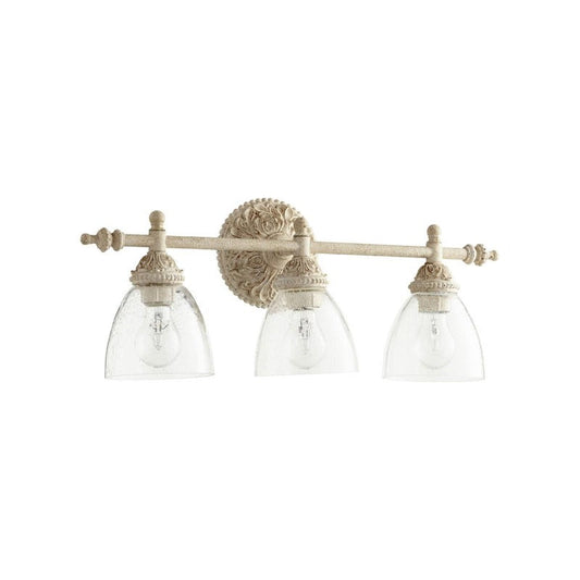 Brooks Vanity Wall Lamp - French Country Antique Brass & Seeded Glass Sconce