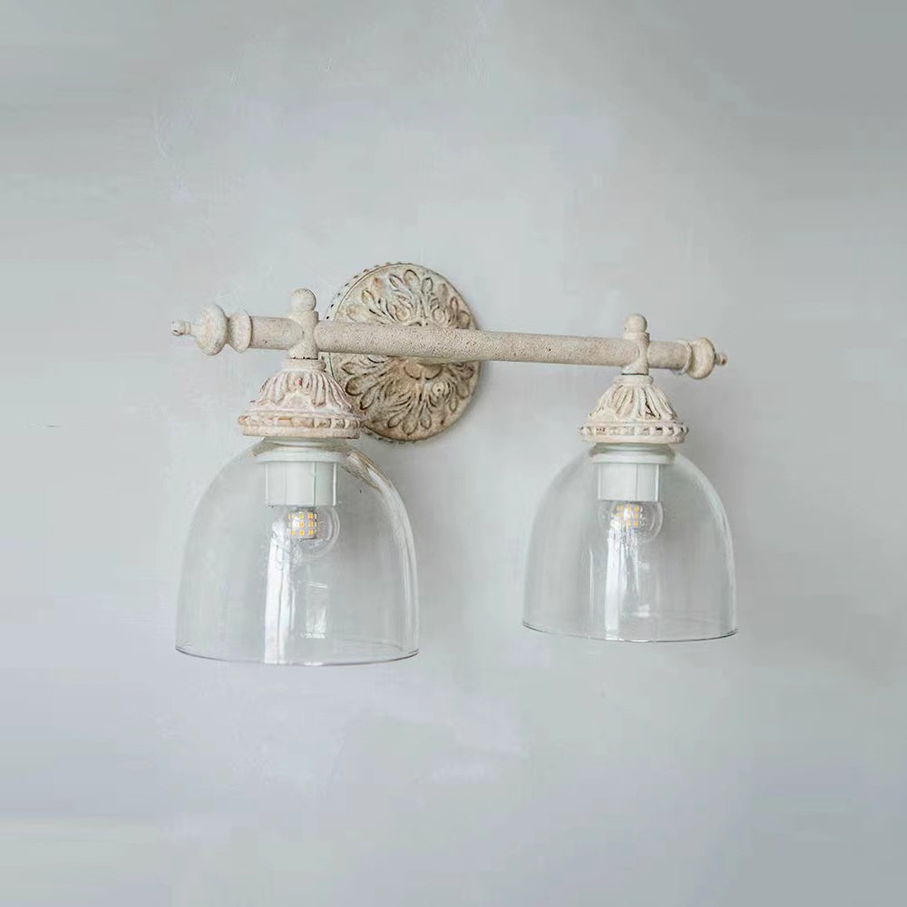 Brooks Vanity Wall Lamp - French Country Antique Brass & Seeded Glass Sconce