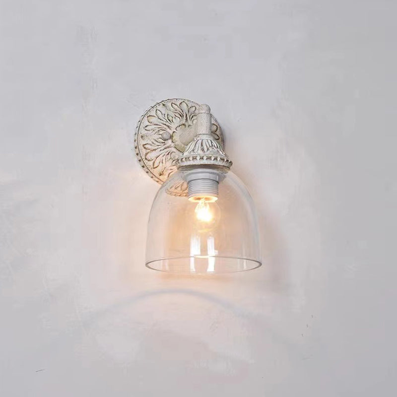 Brooks Vanity Wall Lamp - French Country Antique Brass & Seeded Glass Sconce