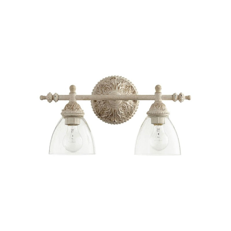 Brooks Vanity Wall Lamp - French Country Antique Brass & Seeded Glass Sconce